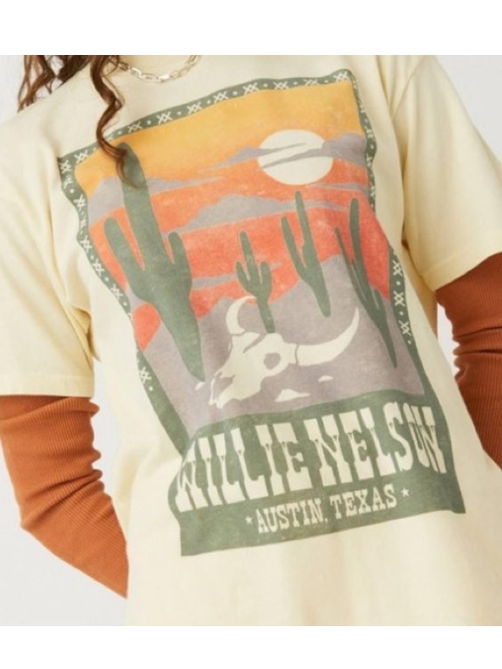 Daydreamer Willie Nelson t shirt rare butter yellow Austin Texas sz m